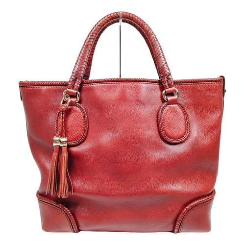 Pre-owned Gucci Marrakech Leather Tote In Burgundy