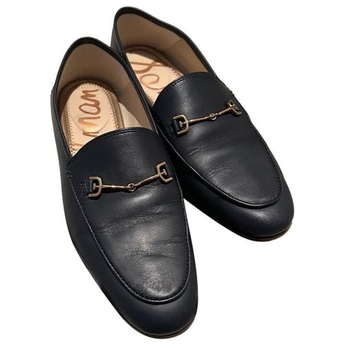 Pre-owned Sam Edelman Leather Flats In Navy