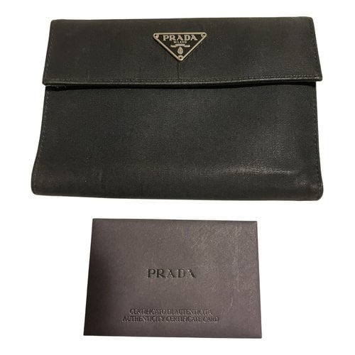 Pre-owned Prada Linen Wallet In Black