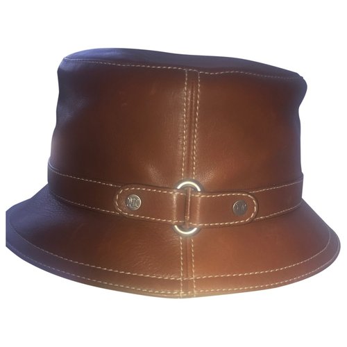 Pre-owned Celine Leather Hat In Brown