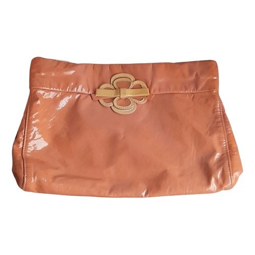Pre-owned Miu Miu Patent Leather Clutch Bag In Orange