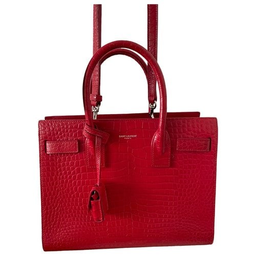 Pre-owned Saint Laurent Patent Leather Tote In Red