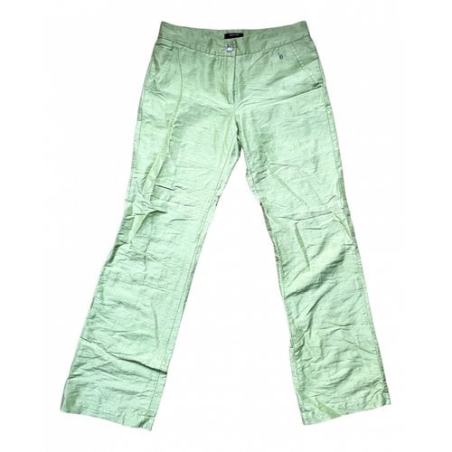 Pre-owned Versace Silk Large Pants In Green