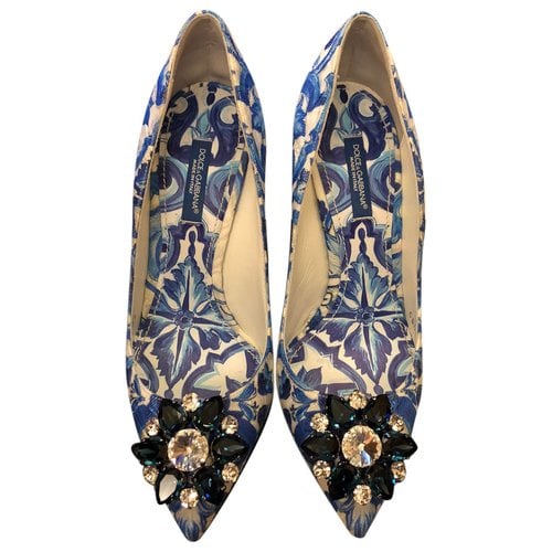 Pre-owned Dolce & Gabbana Taormina Cloth Heels In Blue