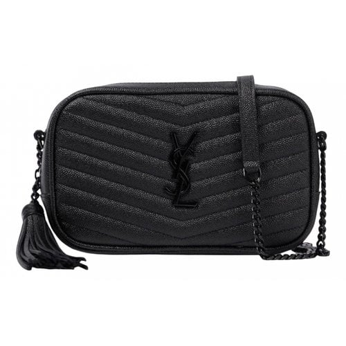 Pre-owned Saint Laurent Camera Lou Leather Crossbody Bag In Black