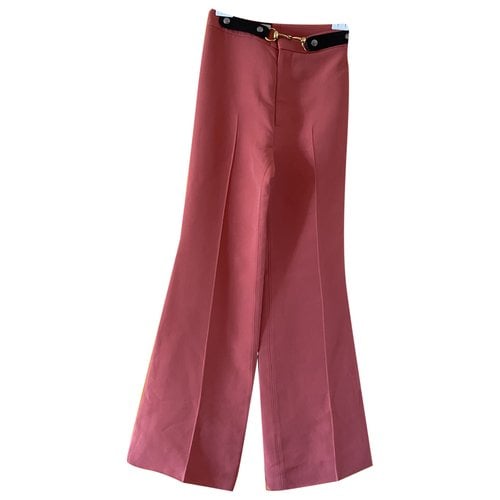 Pre-owned Gucci Silk Large Pants In Pink