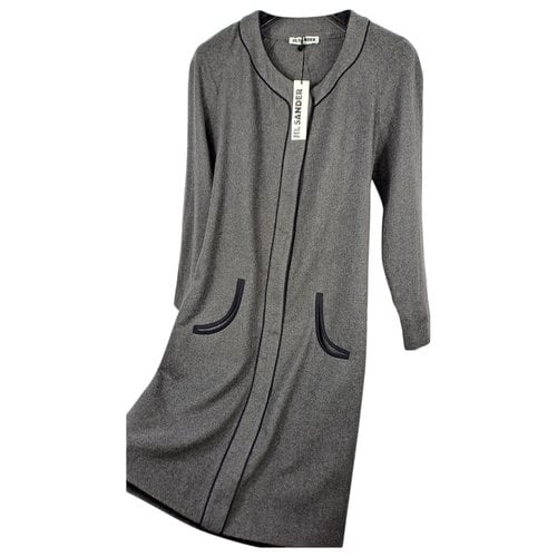 Pre-owned Jil Sander Wool Mid-length Dress In Grey