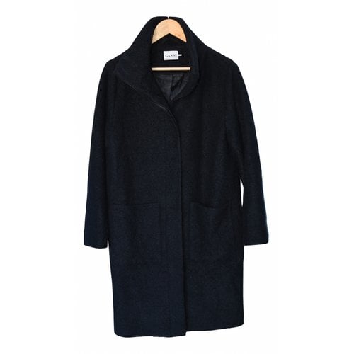 Pre-owned Ganni Fall Winter 2019 Wool Coat In Black