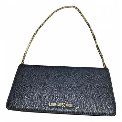 Pre-owned Moschino Love Leather Crossbody Bag In Blue
