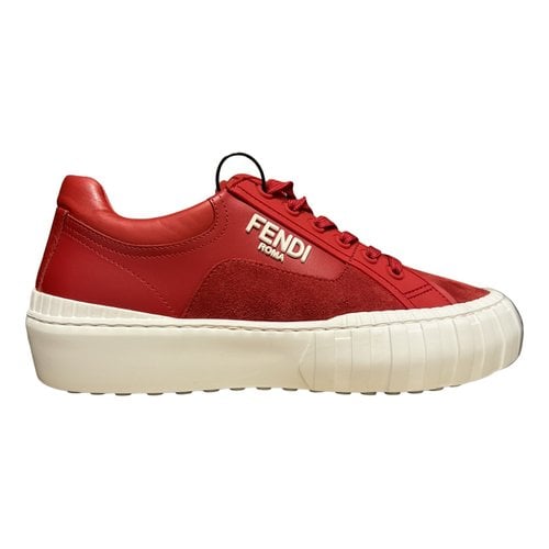 Pre-owned Fendi Leather Low Trainers In Red