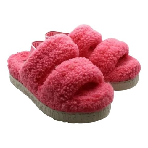 Pre-owned Ugg Faux Fur Sandal In Pink