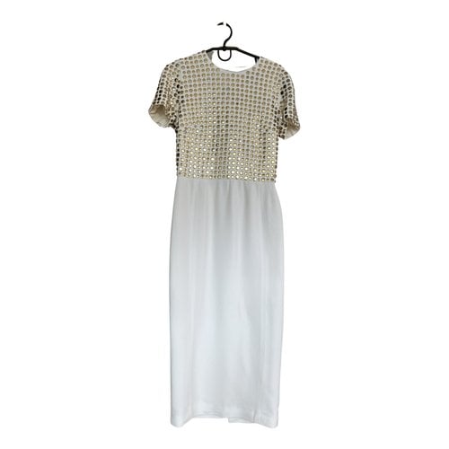 Pre-owned Burberry Wool Mid-length Dress In White