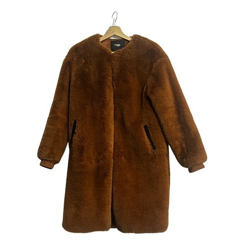 Pre-owned Maje Faux Fur Coat In Brown