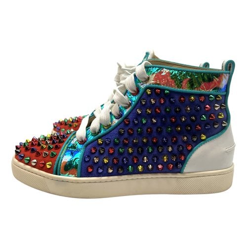 Pre-owned Christian Louboutin Lou Spikes Trainers In Multicolour