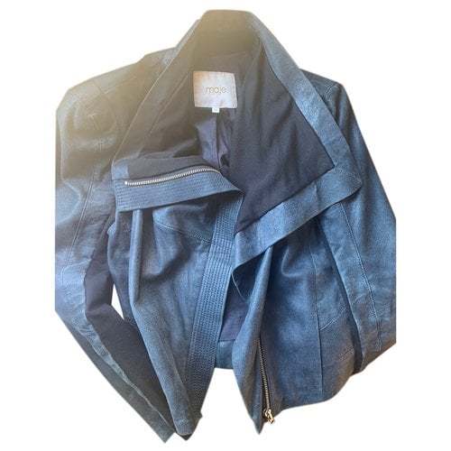 Pre-owned Maje Leather Short Vest In Blue