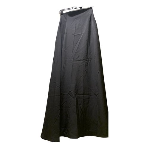 Pre-owned Yohji Yamamoto Silk Maxi Skirt In Black