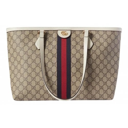 Pre-owned Gucci Leather Tote In Beige
