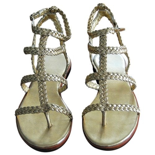 Pre-owned Rachel Zoe Leather Sandals In Gold