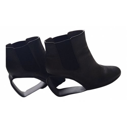 Pre-owned United Nude Leather Ankle Boots In Black