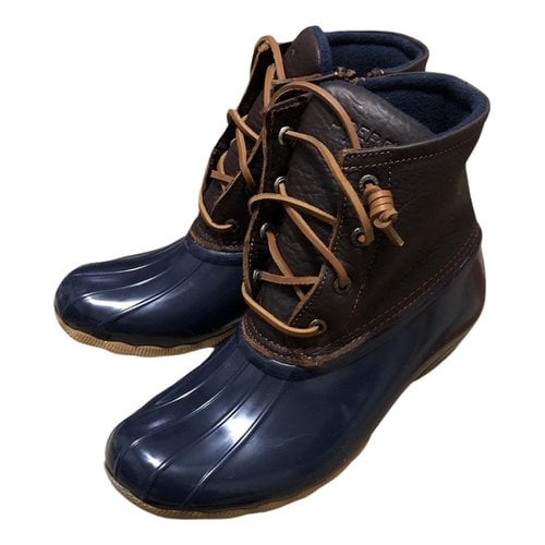 Pre-owned Sperry Leather Ankle Boots In Blue