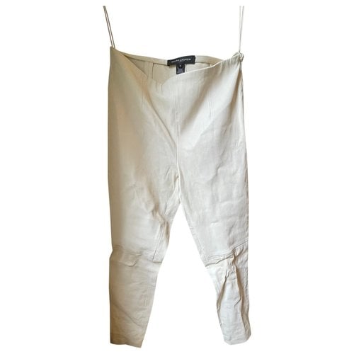 Pre-owned Ralph Lauren Leather Large Pants In White
