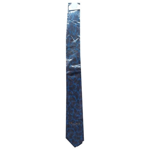 Pre-owned Celine Silk Tie In Blue