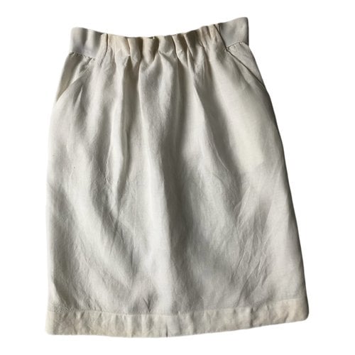 Pre-owned Mm6 Maison Margiela Linen Mid-length Skirt In Ecru