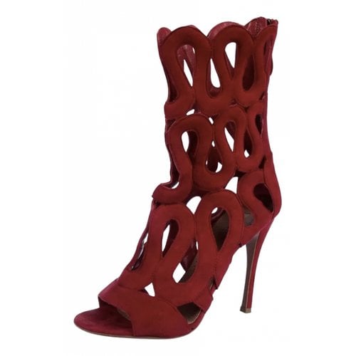 Pre-owned Alaïa Open Toe Boots In Red
