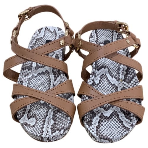 Pre-owned Louis Vuitton Python Sandal In Camel