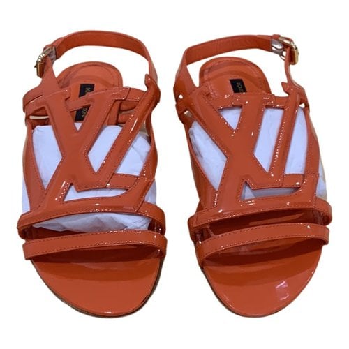 Pre-owned Louis Vuitton Patent Leather Sandals In Orange