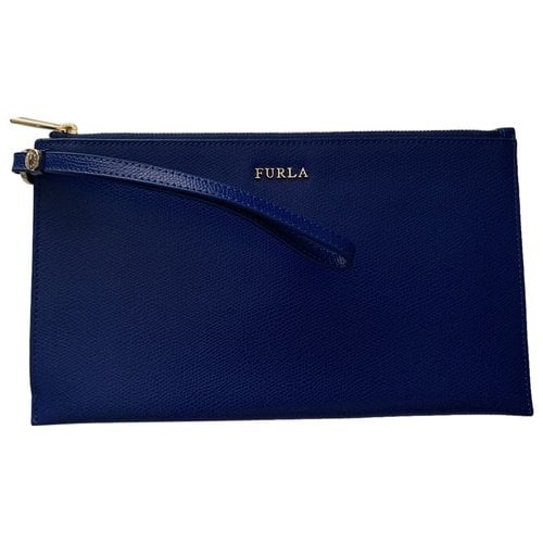Pre-owned Furla Leather Clutch Bag In Blue