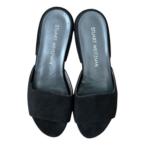 Pre-owned Stuart Weitzman Leather Mules In Black