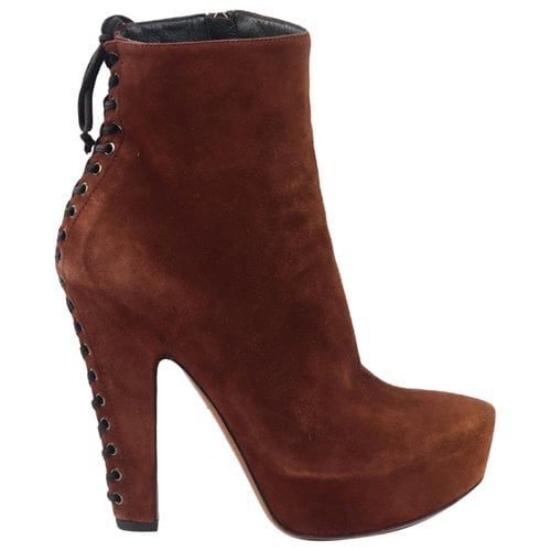 Pre-owned Alaïa Ankle Boots In Brown