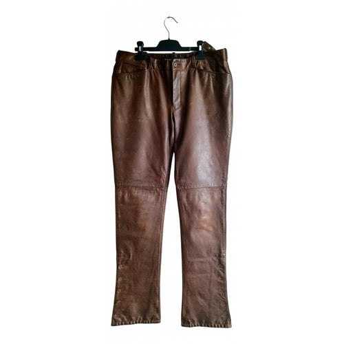Pre-owned Ralph Lauren Leather Straight Pants In Brown