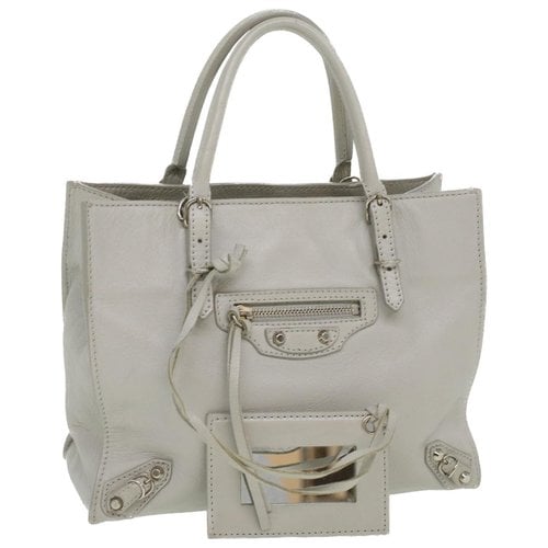 Pre-owned Balenciaga Papier Leather Handbag In Grey