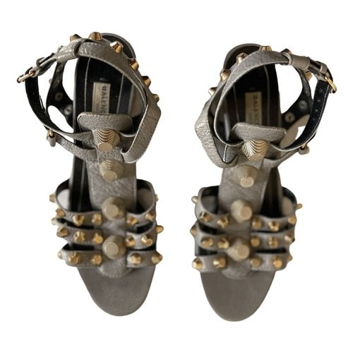 Pre-owned Balenciaga Leather Sandal In Grey