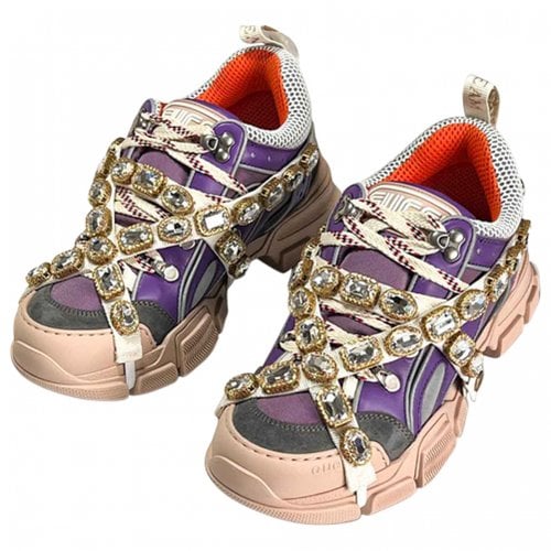 Pre-owned Gucci Flashtrek Leather Trainers In Purple