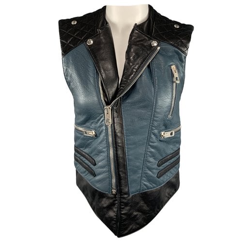 Pre-owned Balenciaga Leather Short Vest In Blue