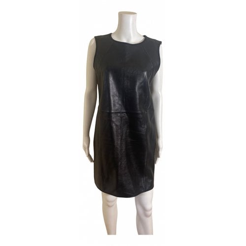Pre-owned Ports 1961 Leather Mini Dress In Black