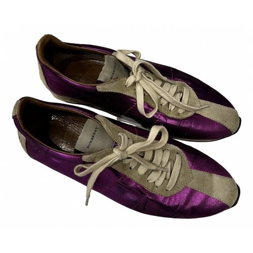 Pre-owned Burberry Leather Trainers In Purple