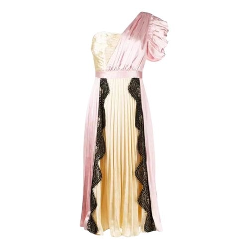 Pre-owned Self-portrait Silk Mid-length Dress In Pink