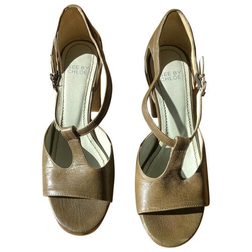 Pre-owned See By Chloé Leather Sandals In Green