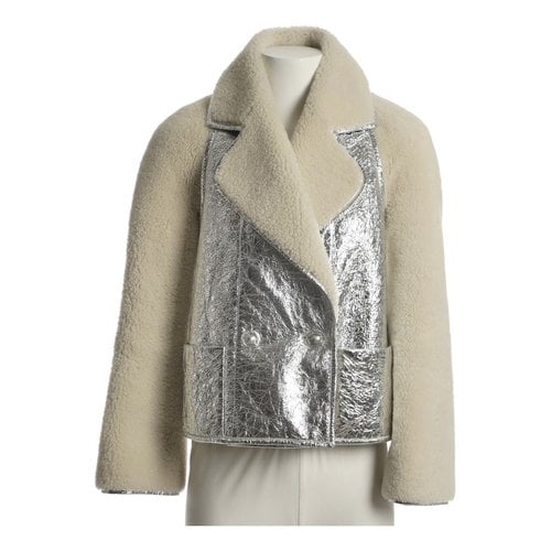 Pre-owned Chanel Shearling Coat In Silver