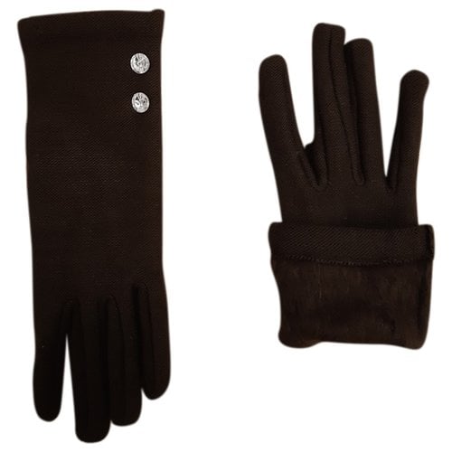 Pre-owned Swarovski Faux Fur Gloves In Brown