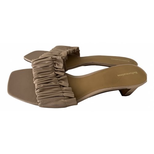 Pre-owned Reformation Leather Sandal In Beige