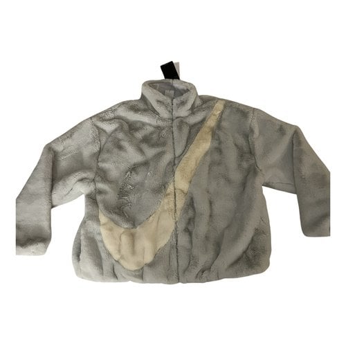 Pre-owned Nike Faux Fur Jacket In Grey