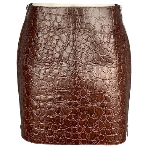 Pre-owned Givenchy Leather Skirt In Brown