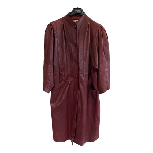 Pre-owned Saint James Leather Coat In Burgundy