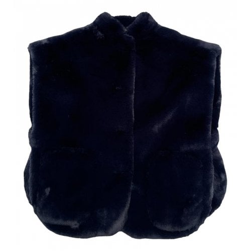 Pre-owned Burberry Faux Fur Cape In Navy