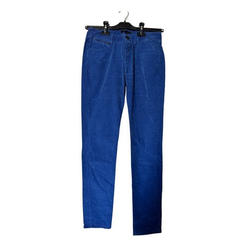 Pre-owned Maje Velvet Straight Pants In Blue